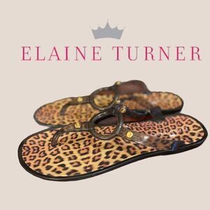 Elaine Turner Cheetah Thong Sandals 8